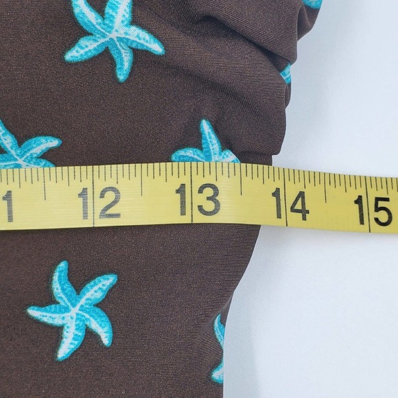 Paradise Bay Swimsuit One Piece Bathing Suit Brown Starfish Size 16 - Picture 6 of 9